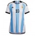 Argentyna Lionel Messi #10 Koszulka Podstawowych Kobiety MŚ 2022 Krótki Rękaw